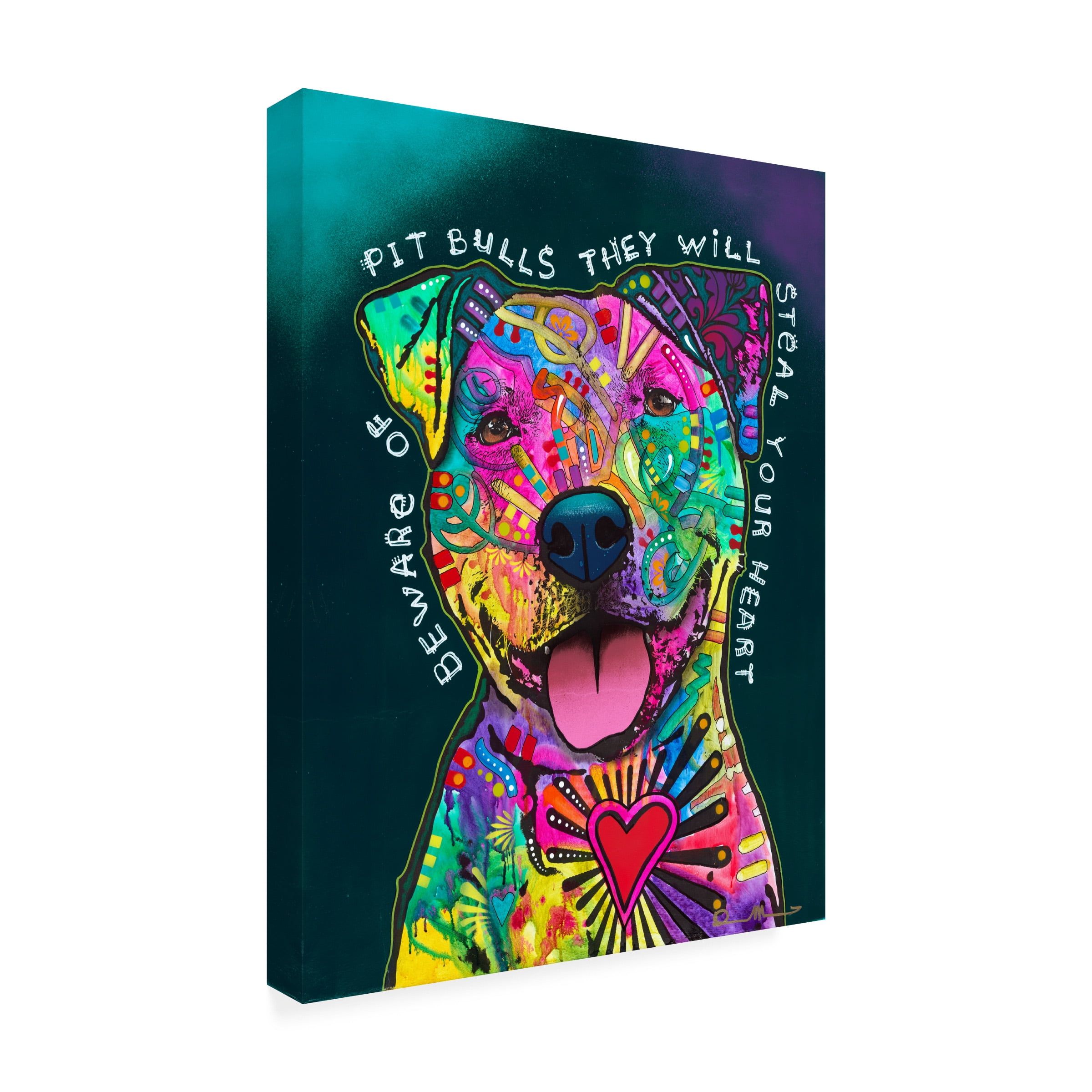 Canvas Wall Art - Dean Russo 'Pit Bulls Will Steal Your Life' Wall Art for Living Room, Bedroom, or Office Décor by Trademark Fine Art - 35 x 47 Inches - 35x47