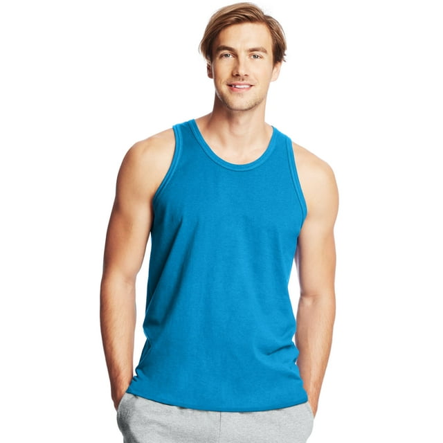 Hanes X-Temp Men`s Performance Tank, 2XL, Neon Blue Heather