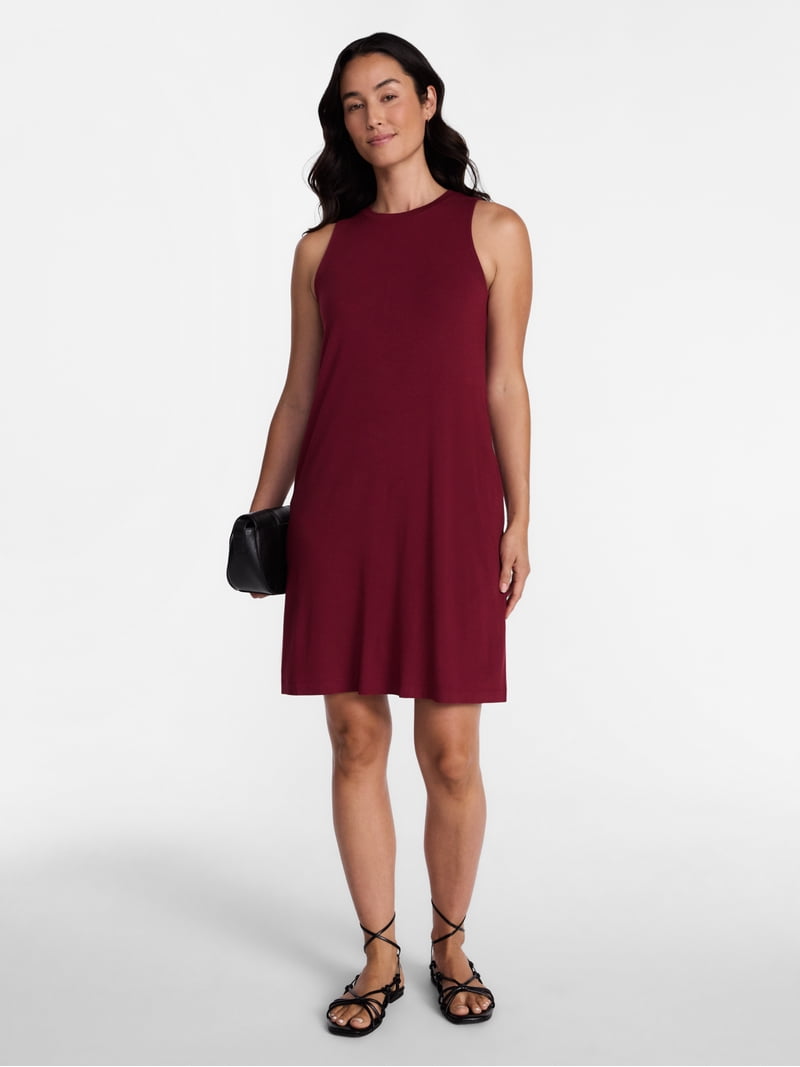Time and Tru Women's Sleeveless Knit Swing Dress Sizes XS to XXXL, Mini, Relaxed Fit