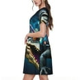 thumbnail image 2 of Rateoe Starry Sky Colorful Crocodile Pattern Women’s Short Sleeve Dress – Casual Elegant Summer A-Line Dress for Everyday Wear, 2 of 6