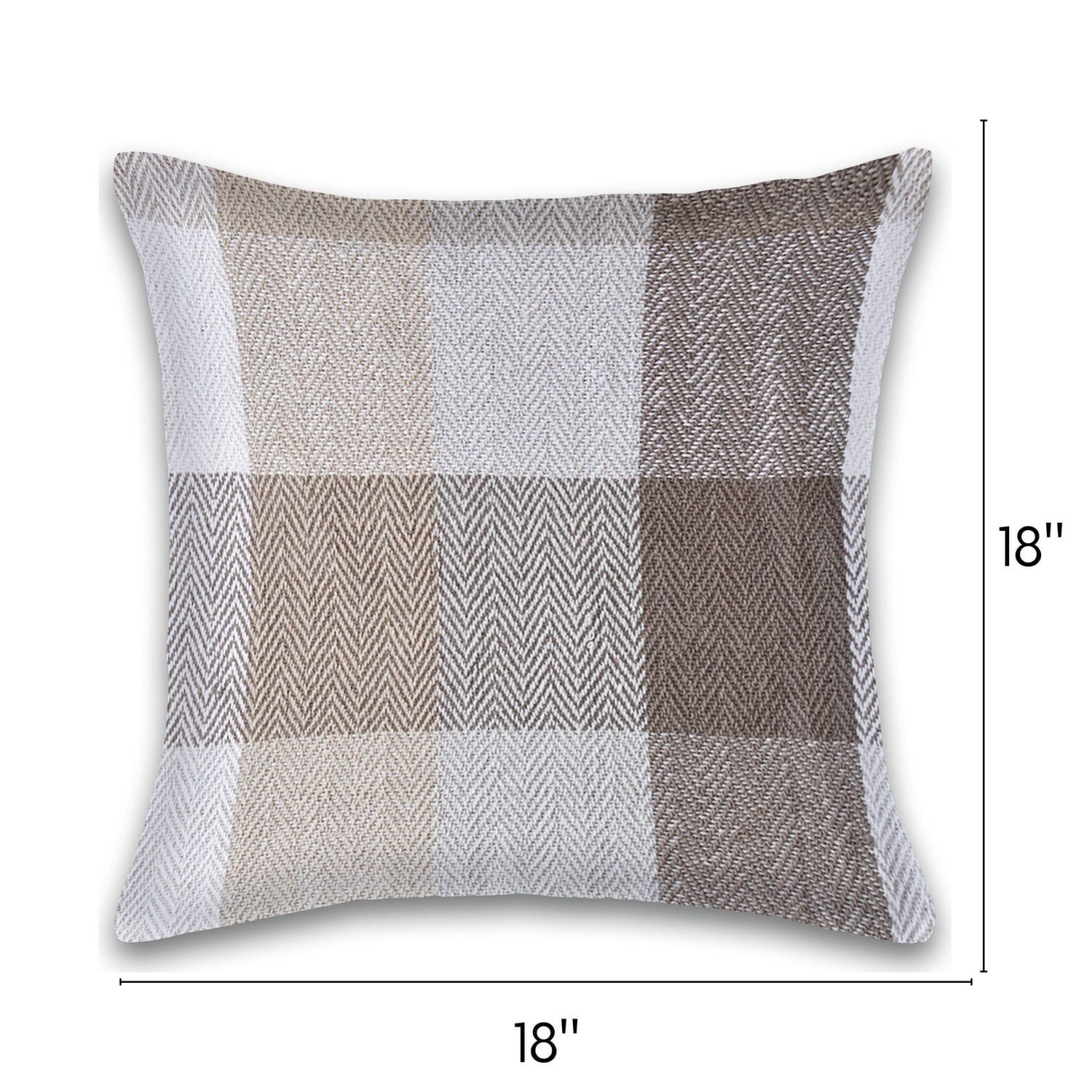 Herringbone Check Cotton Cushions Set of 2 Poly Filled With Zipper Machine Washable