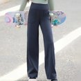 thumbnail image 5 of HXWCHs Girls High Waist Wide Leg Yoga Pants with Pockets Stretch Elastic Sports Trousers for Active Kids Comfortable Long Casual Gray 7-8 years, 5 of 6
