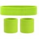 thumbnail image 1 of Juego de muñequeras y diademas para el sudor, banda deportiva de algodón para deportes (1 diadema + 2 pulseras) verde neón, 1 of 1