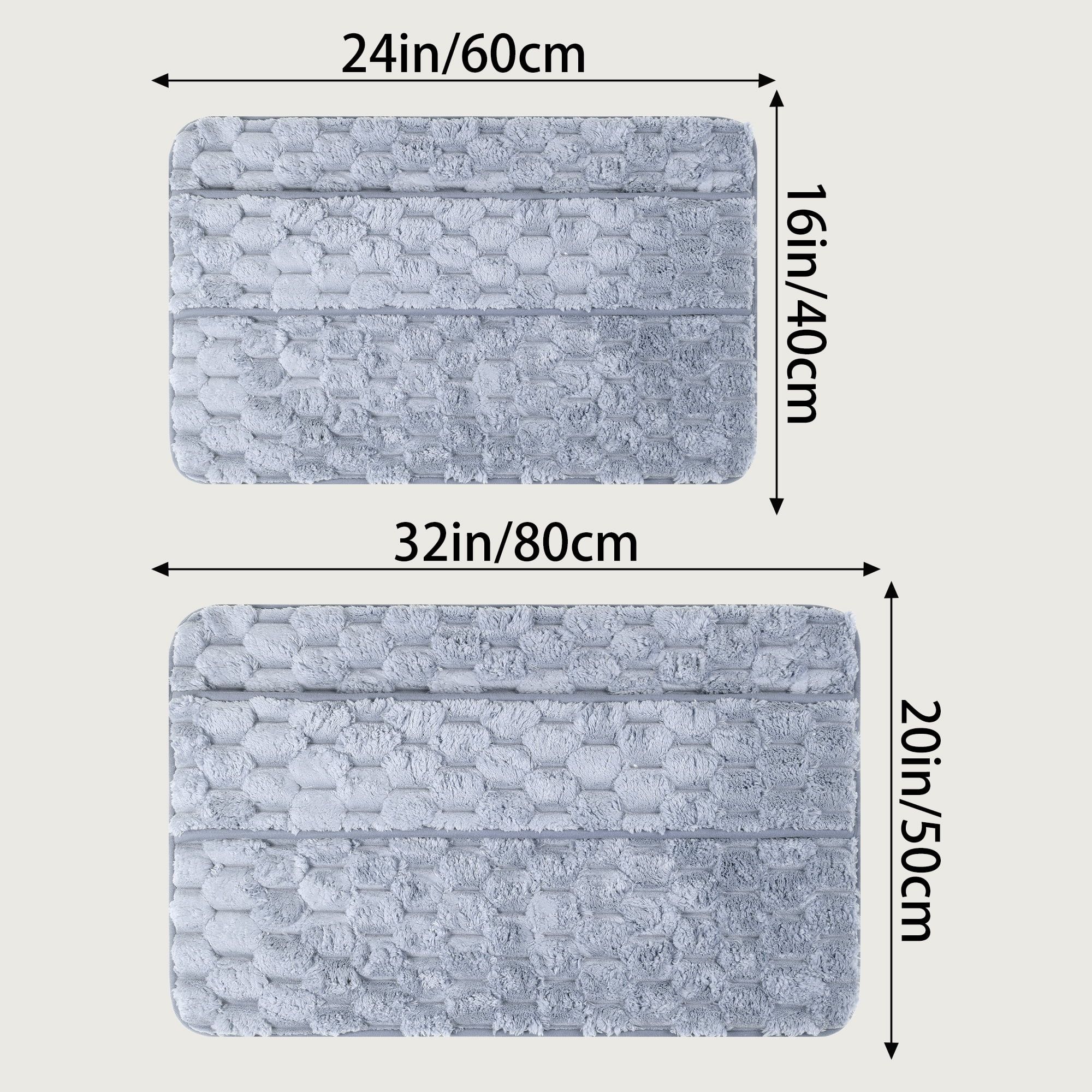 Unique Bargains Soft Absorbent Non-Slip Washable Bath Mat Grey 20" x 32"