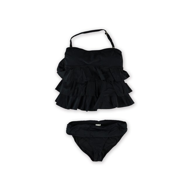 Bandeau de 2 piezas con pliegues en niveles Island Escape para mujer negro 10