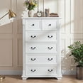 thumbnail image 6 of 48" H Tall Dressers for Bedroom 6-Drawer, Akaber Mid-Century Walnut Wood Chest of Drawers, Vintage Farmhouse Storage Organizer, 6 of 7