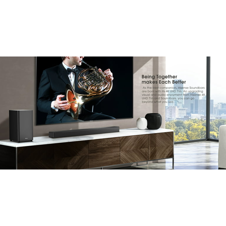 Restored Hisense HS312 3.1ch Sound Bar with Wireless Subwoofer, 300W, Dolby  Atmos, 4K Pass-Through, Cinematic Experience, One Remote Contorl,  Bluetooth, HDMI ARC/Optical/AUX/USB (Model HS312) Black (Refurbished) 