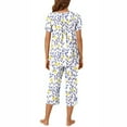 thumbnail image 3 of Tnhcen 2-Piece Women's Trendy Flower Print Summer Pajama Set Cozy Short Sleeve Capri Pants with Pockets Home Clothes S-3XL, 3 of 6