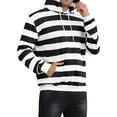 thumbnail image 4 of INSPIRAR CHIC Estilo Sudaderas para Hombre con Rayas, Sudadera con Capucha, Bolsillo Frontal, Cuerda de Ajuste, Manga Larga, Sudadera Pullover XL Negro Blanco, 4 of 6