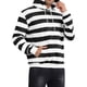 thumbnail image 4 of INSPIRAR CHIC Estilo Sudaderas para Hombre con Rayas, Sudadera con Capucha, Bolsillo Frontal, Cuerda de Ajuste, Manga Larga, Sudadera Pullover XL Negro Blanco, 4 of 6