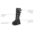 thumbnail image 2 of SACFOF Women's Knee High Wedge Platform Boots Round Toe Punk Goth Knee High Motorcycle Combat Boot Metal Buckle Chunky Heel Boots, 2 of 6