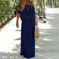 thumbnail image 5 of WTXUE Robes d'Été pour Femmes 2024, Robe d'Été pour Dames Couleur Unie Décontractée Couleur Unie à une Épaule Taille Élastique à Manches Courtes, Robe Bleue Femme, Blue2 2TG, 5 of 5