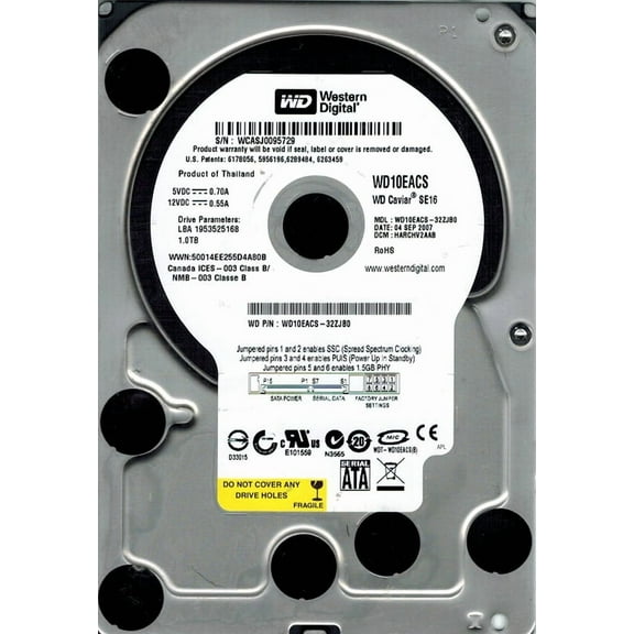 Western Digital WD10EACS-32ZJB0 1TB DCM: HARCHV2AAB