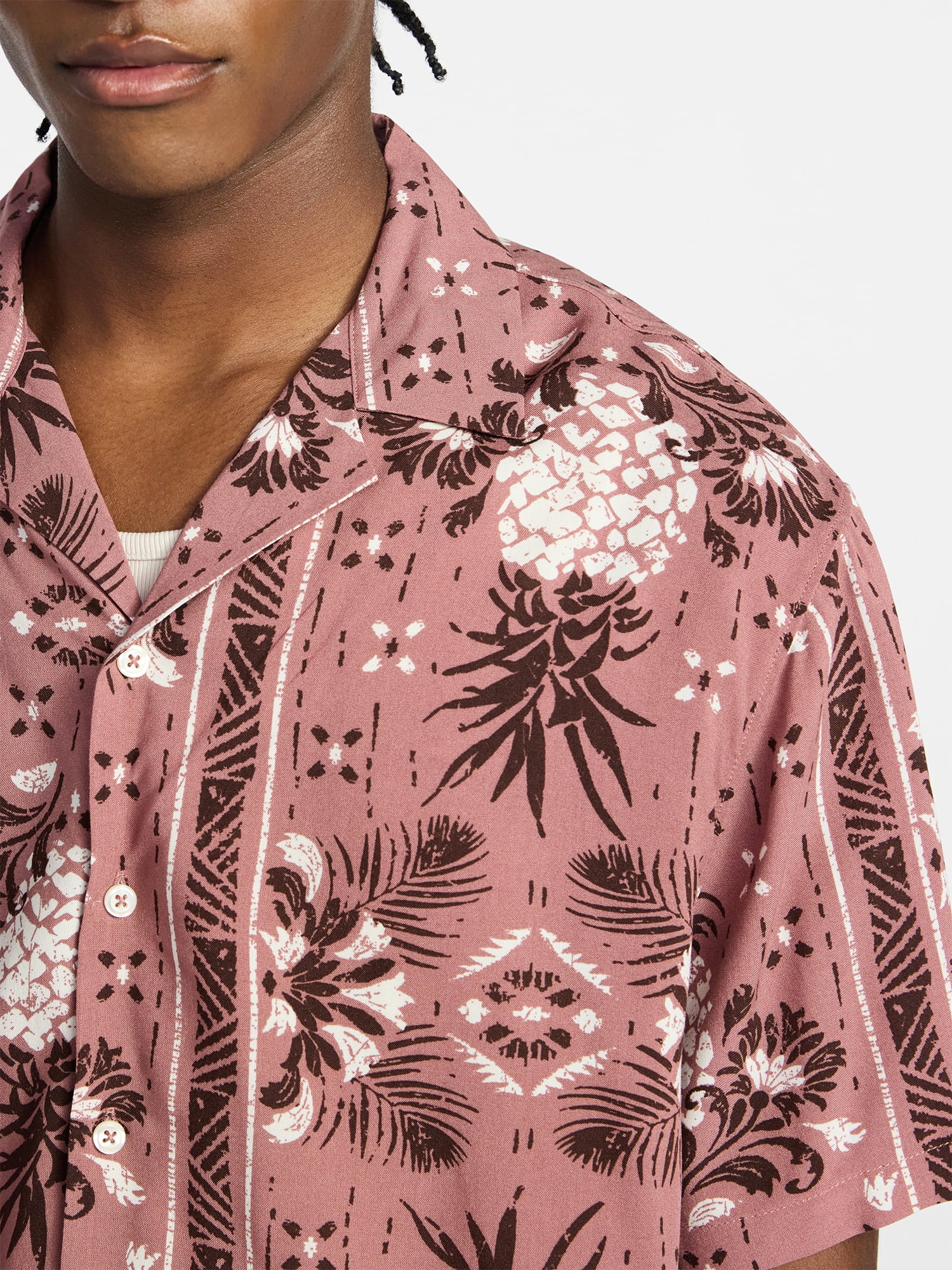 No Boundaries Rayon Shirt with Short Sleeves, Men's and Big & Tall XS-4XLT