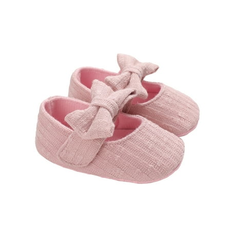 

Bmnmsl Newborn Baby Girls Crib Pram Shoes Soft Sole Anti Slip Bowknot Walkers Sneaker