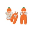 thumbnail image 2 of Cenuakty Easter Baby Boy 3 Piece Outfits Adorable Rabbit Print Short Sleeve Round Neck Jumpsuit and Overalls Hat Set, 2 of 8