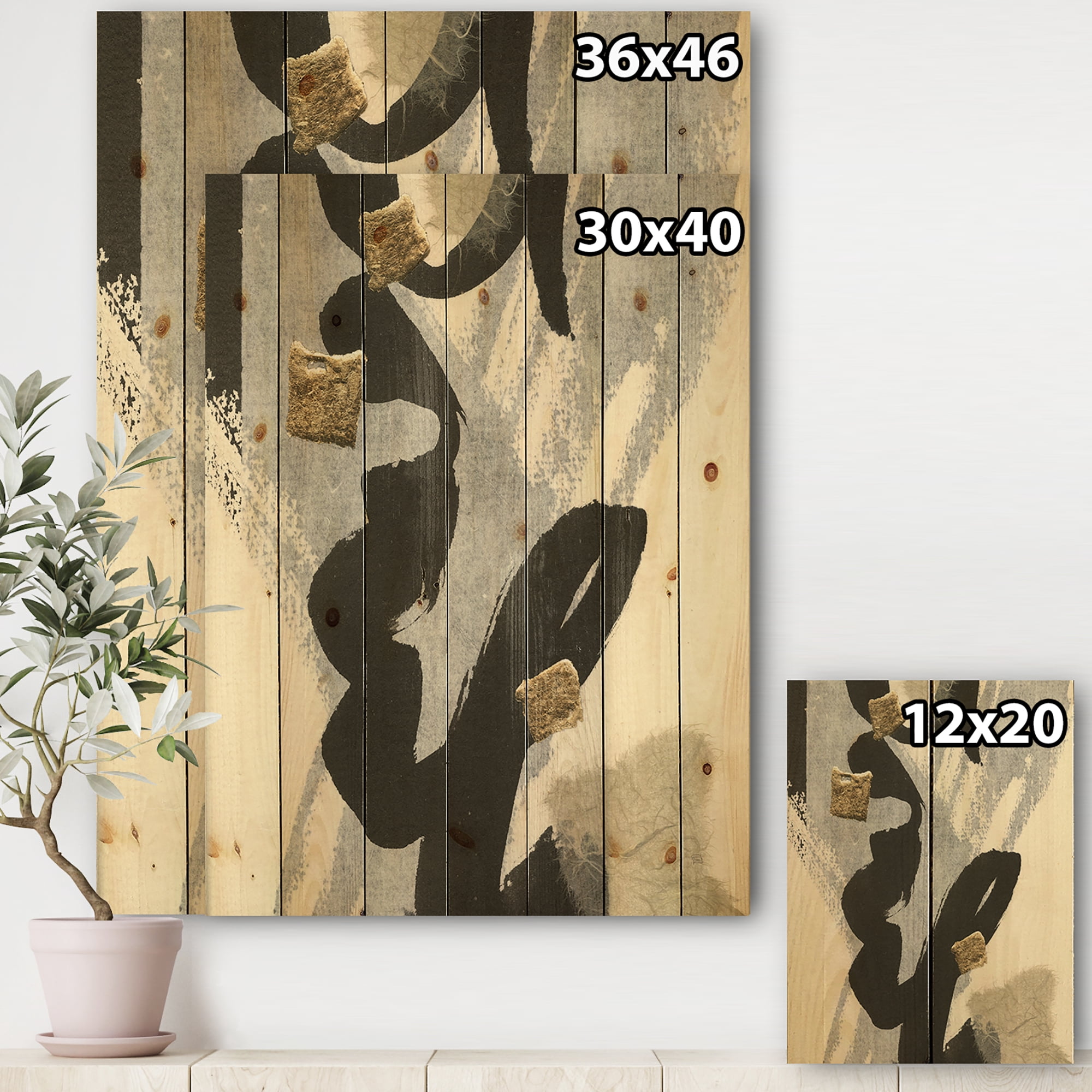 Designart 'Fractal Glam Collage II' Modern & Contemporary Print on Natural Pine Wood