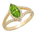 thumbnail image 7 of Halo Engagement Ring for Women - 1.2ct Natural Peridot in 14K Yellow Gold Promise Ring, 7 of 7