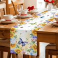 thumbnail image 5 of Spring Floral Table Runner - 48 Inch Long Hydrangea Sunflowers Butterflies Watercolor Cotton and Linen Blended Dress Scarves Farmhouse Table Runner for Kitchen Dining, Coffee Table, 13" x 48", 5 of 8