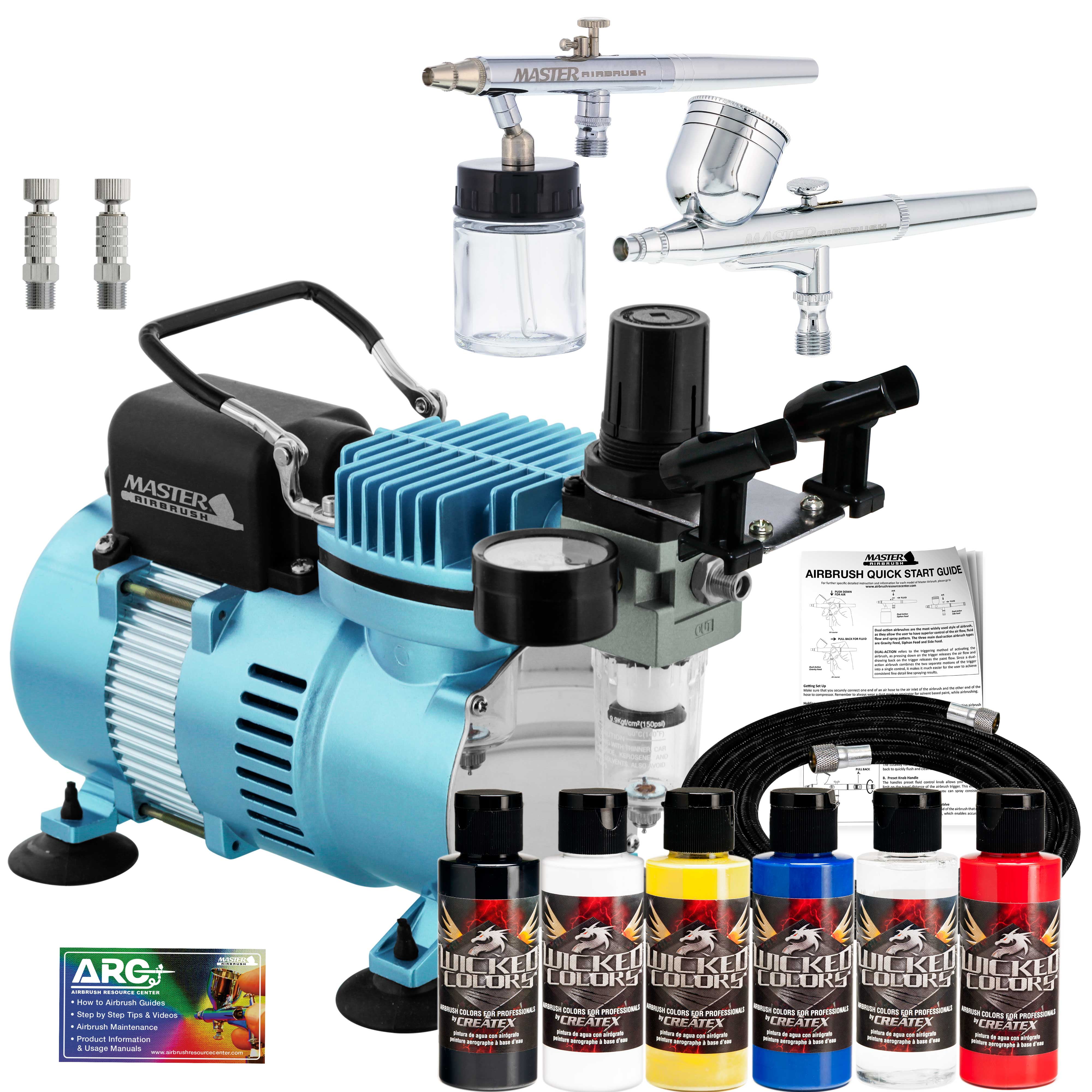 Master Airbrush Model TC-828, High-Performance Twin Cylinder Piston Air  Compressor with Tank and a Free 6 Inch Airbrush Hose