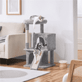 thumbnail image 4 of Yaheetech 36.2'' H Cat Tree Tower House with Double Condos Scratching Posts Sisal Rope Furry Ball for Cats and Kittens, Light Gray, 4 of 10