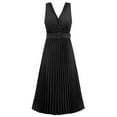 thumbnail image 5 of BLVB Women's Elegant V Neck Summer Dresses Sleeveless Bulted Pleated Flowy Cocktail Formal Maxi Long Dress, 5 of 5
