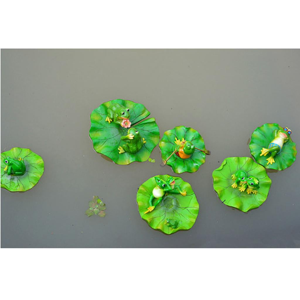 Sculpture Grenouille Sur Feuille De Lotus Résine - Décoration Paysagère Pour Aquarium, étang Ou Rocaille, Taille 10x4 Cm, Réaliste Et Résistante - 3