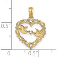 thumbnail image 3 of 14K Yellow Gold Polished Love Birds In Heart Pendant (20 X 16) Made United States k7105, 3 of 5