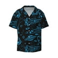 thumbnail image 4 of Uemuo Spacecraft Pattern Cotton Linen Short Sleeve Shirts,Casual Lightweight Button Down Shirts,Vacation Beach Summer Tops-XX-Large, 4 of 7