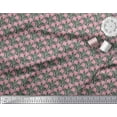 thumbnail image 3 of Soimoi Gray Rayon Fabric Leaves,Pink Floral & Ogee Damask Print Sewing Fabric BTY 42 Inch Wide, 3 of 3