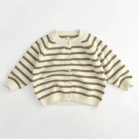 LIaqionyy Toddler Cardigan Sweater Long Sleeve Button up Striped Knit Sweaters Fall Winter Clothes for Kids
