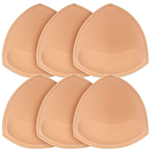 Bra Inserts Pads 3 Pairs - Sewn Edges Bra Cups Inserts Fits A/B  Bra  Replacement Pads for Sport Bras Swimsuits Tops Beige 