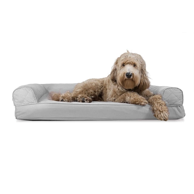 Furhaven Cama de gel refrescante para perros grandes y medianos con refuerzos extraíbles y funda lavable, para perros de hasta 55 libras - Sofá acolchado - Gris plateado, grande