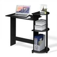 thumbnail image 3 of Furinno Compact Computer Desk with Shelves, Americano/Black, 11181AM/BK, 3 of 5