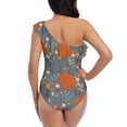 thumbnail image 5 of Pofeuu Floral Squirrel Print Women's One Piece Swimsuits One Shoulder Swimwear Asymmetric Ruffle Monokinis Bathing Suits-Medium, 5 of 6