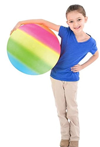 Neon Rainbow Ball Colour Rubber Beach Summer Kids Fun Play Football 9" Deflated 