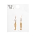 thumbnail image 2 of Time and Tru Women's Gold Tone Fish and Pearl Drop Earrings, Fashion Jewelry, 2 of 5