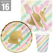 NA 80 Piece Unicorn Sparkle Snack Paper Disposable Party Supplies Set