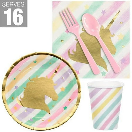 NA 80 Piece Unicorn Sparkle Snack Paper Disposable Party Supplies Set