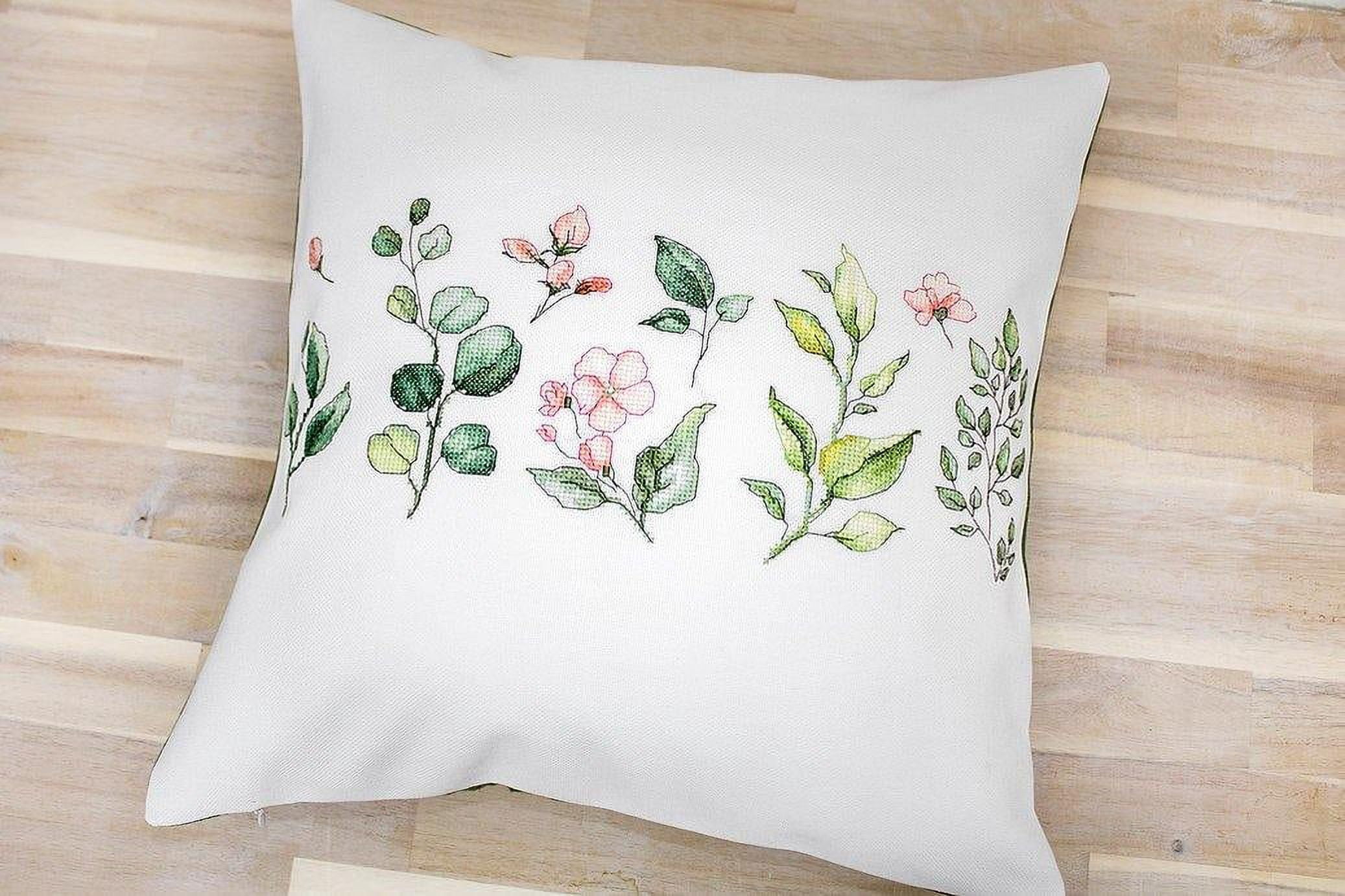 Luca-S Floral Sprigs Pillow Cover Counted Cross-Stitch Kit