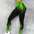 thumbnail image 2 of ibuvkizy Workout Leggings for Women Yoga Pants,Women's Flame Printed Leggings Fitness Running Tight Yoga Pants Green,XL, 2 of 7