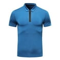 thumbnail image 4 of AHTJRT Mens Casual Quarter Zip Short Sleeve Stretchy Tees T Shirts Sky Blue S, 4 of 4
