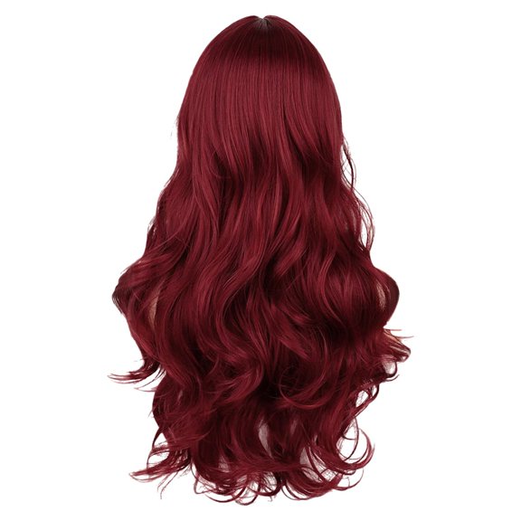 Long Red Lace Front Wig For Women Middle Parts Long Wavy Human Hair Wig With Lace Front Wig Caps High Temperature Wire Inside Elastic Mesh 24inch
