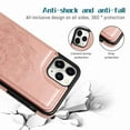 thumbnail image 2 of Dteck Wallet For iPhone 11 with Card Holder, Embossed Mandala Pattern Flower Premium PU Leather Double Magnetic Buttons Flip Shockproof Protective Case, rosegold, 2 of 5