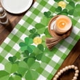 thumbnail image 3 of St. Patrick's Day Table Runner - 48 Inch Long Shamrock Grasses Sage Green Plaid Cotton and Linen Blended Dress Scarves Farmhouse Table Runner for Kitchen Dining, Coffee Table, 13" x 48", 3 of 8