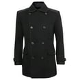 thumbnail image 2 of Ma Croix Mens Wool-Blend Double Breasted Car Coat Warm Winter Pea Jacket, 2 of 8