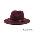 thumbnail image 2 of Sonducket Sombrero de fieltro para mujer, gorro decorativo de ala grande, cómodo, transpirable, de Color sólido, para otoño e invierno, Accesorio para el cabello Vino rojo 56-58cm, 2 of 6