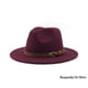 thumbnail image 5 of Qarigey Sombrero de fieltro de ala ancha, gorra decorativa para adultos, cómodo, transpirable, Color sólido, decoración de cabeza de Accesorio para el cabello Vino rojo 56-58cm, 5 of 6