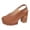 Brown, variant on Womens Platform High Heels Dressy Sandals Fashion Casual Brethable Hollow out Leather Closed Toe Chunky Block Heeled Dress Clogs Shoes for Spring Summer Fall with Back Straps Beige Size 8.5