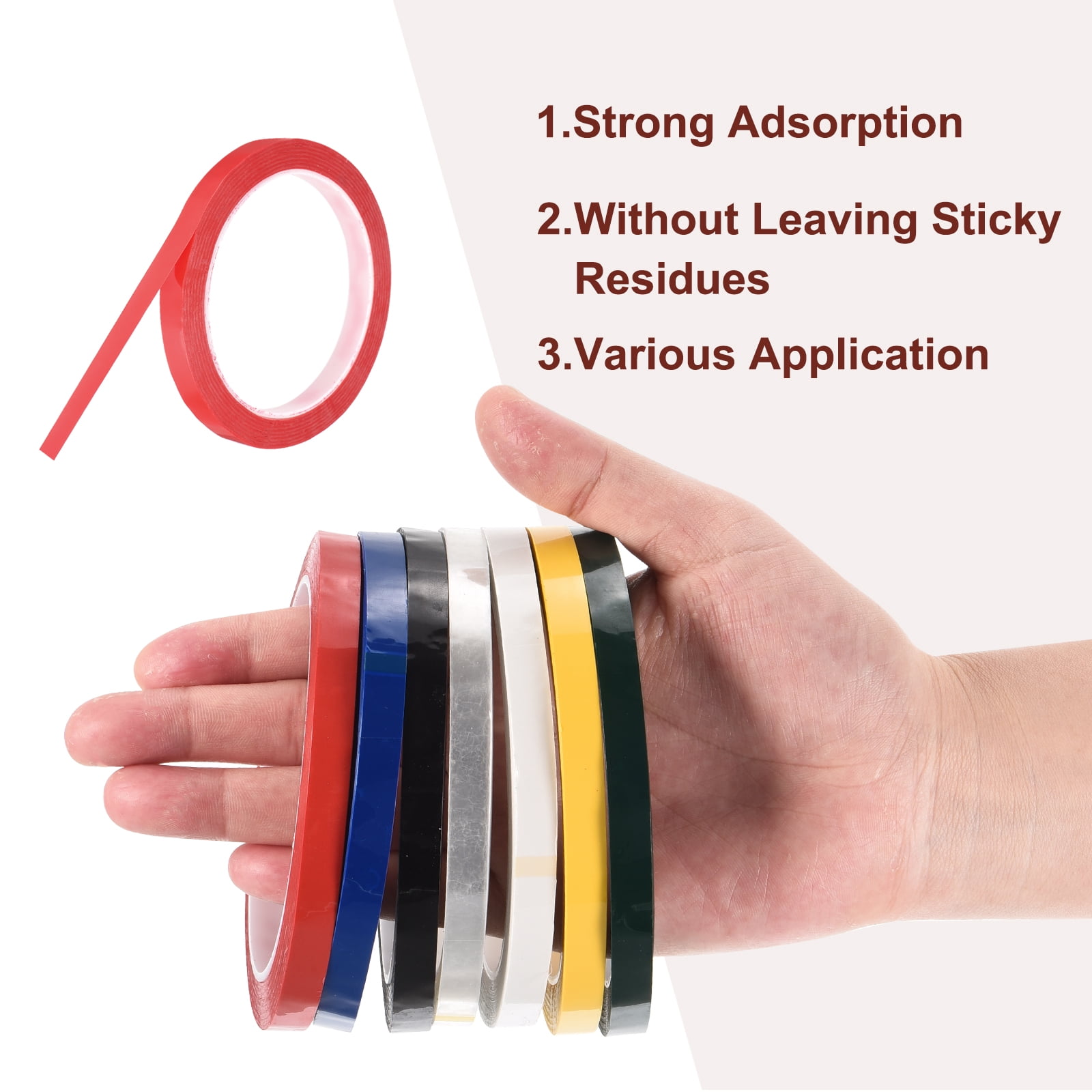 Uxcell 10 Rolls Whiteboard Tape Graphic Chart Tape 10mm 54.7 Yard Art Tape Thin Self-Adhesive Pinstripe Tape Masking Tape, Red